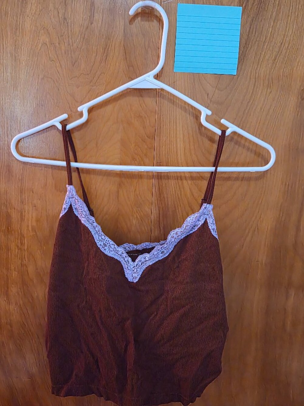 Wild Fable Lace Trim Ribbed Cami | Women's Plus Size 4X | Brown Stretch Tank Top